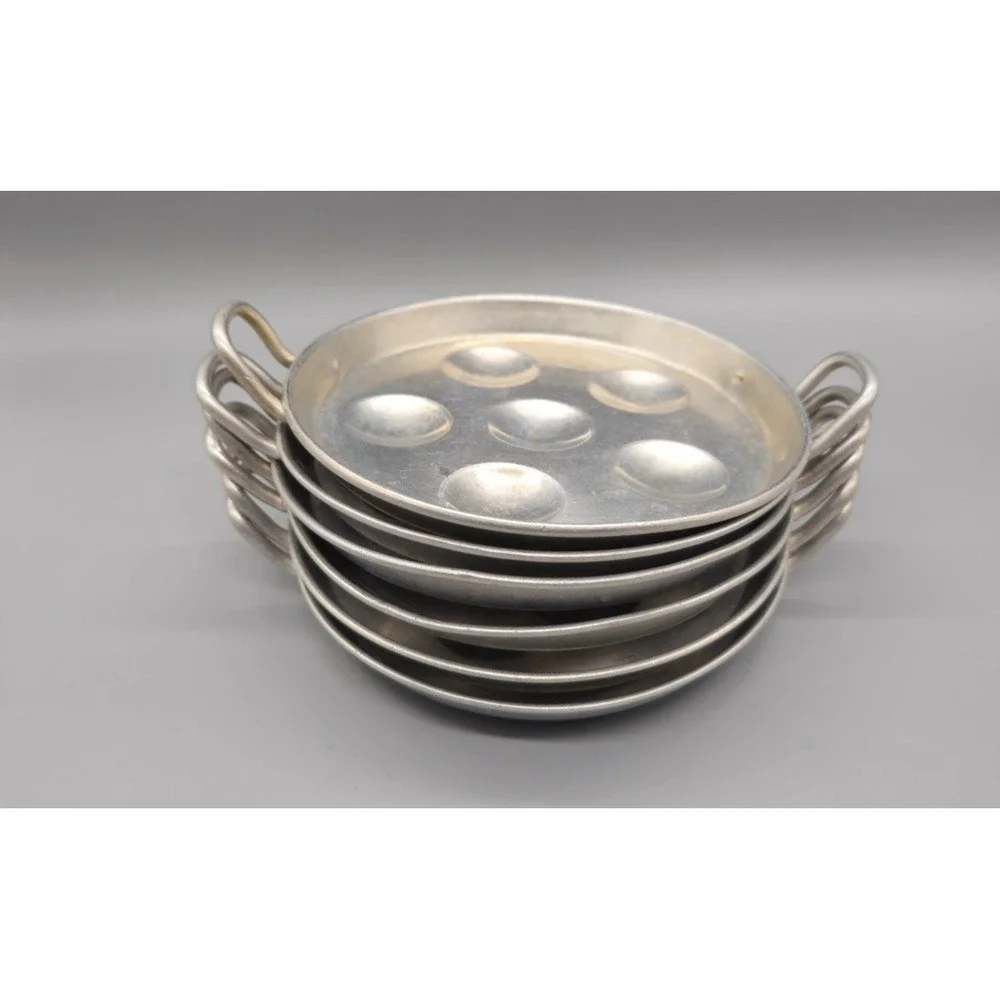 Vintage Tournus Unis France Aluminum Escargot Handled Serving Plates France Made